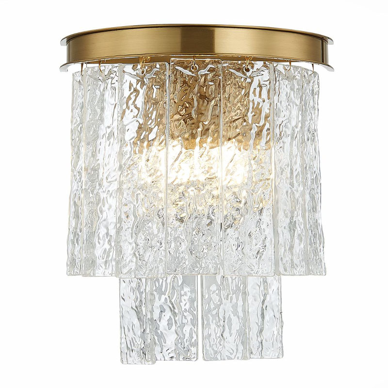 Бра Renea Textured Glass Wall Lamp Brass Латунь Прозрачное Стекло Бра Renea Textured Glass Wall Lamp Brass Латунь Прозрачное Стекло в Твери | Loft Concept