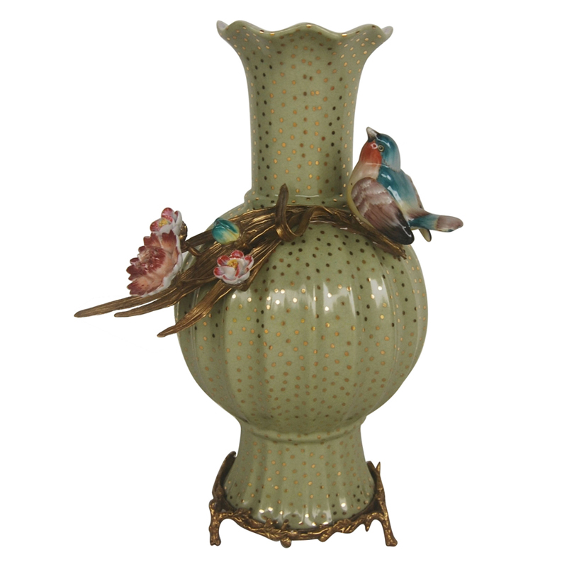 Ваза Bird and Gold Dots Vase Бронза Золотой Мульти Ваза Bird and Gold Dots Vase Бронза Золотой Мульти в Твери | Loft Concept