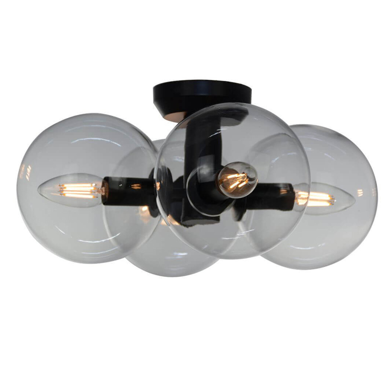 Потолочный светильник Modo 4 Globes Ceiling Lamp 30 Черный Прозрачное Стекло Потолочный светильник Modo 4 Globes Ceiling Lamp 30 Черный Прозрачное Стекло в Твери | Loft Concept
