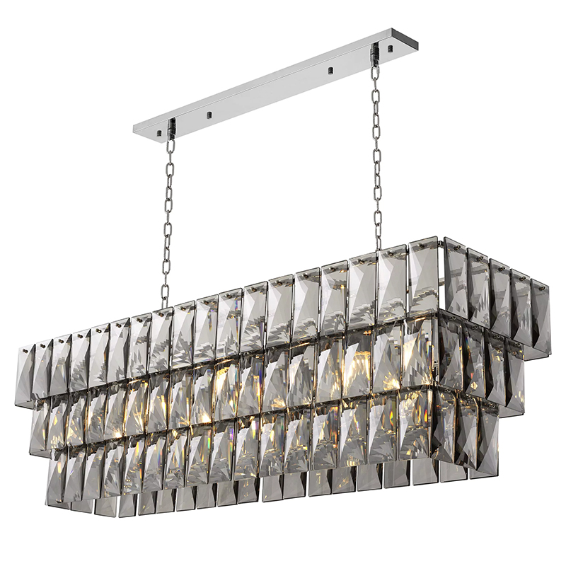 Люстра Eichholtz Chandelier Amazone Rectangular Nickel Никель Стекло Смок Люстра Eichholtz Chandelier Amazone Rectangular Nickel Никель Стекло Смок в Твери | Loft Concept
