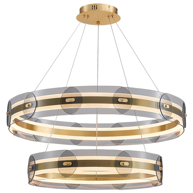 Люстра Gold 2 ring horizontal chandelier Прозрачный Латунь Люстра Gold 2 ring horizontal chandelier Прозрачный Латунь в Твери | Loft Concept