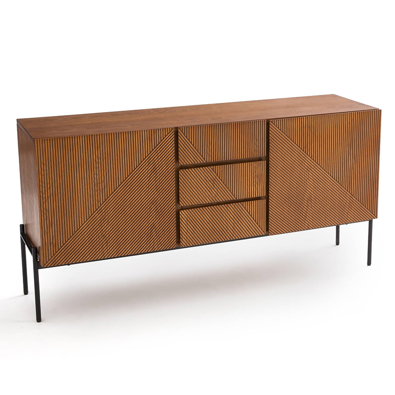 Комод с геометрическим рисунком Anders Chest of drawers с 3-мя ящиками и 2-мя дверцами Темный дуб Комод с геометрическим рисунком Anders Chest of drawers с 3-мя ящиками и 2-мя дверцами Темный дуб в Твери | Loft Concept