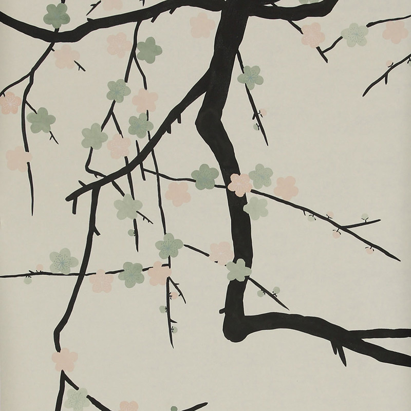 Обои ручная роспись Plum Blossom Special Colourway on Bleached White dyed silk  в Твери | Loft Concept 