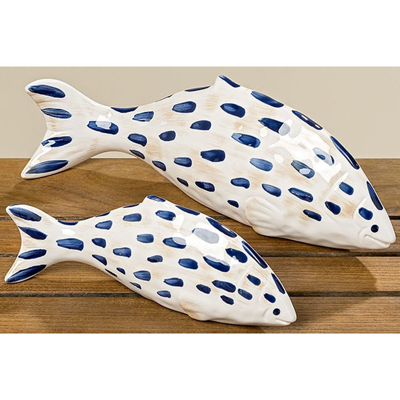 Статуэтка Fish Blue & White Белый Синий Статуэтка Fish Blue & White Белый Синий в Твери | Loft Concept