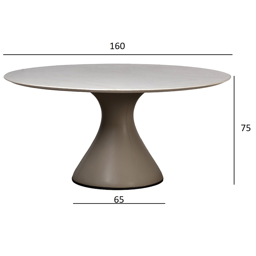 Стол обеденный круглый мраморный на бежевом основании Valedmir в Твери