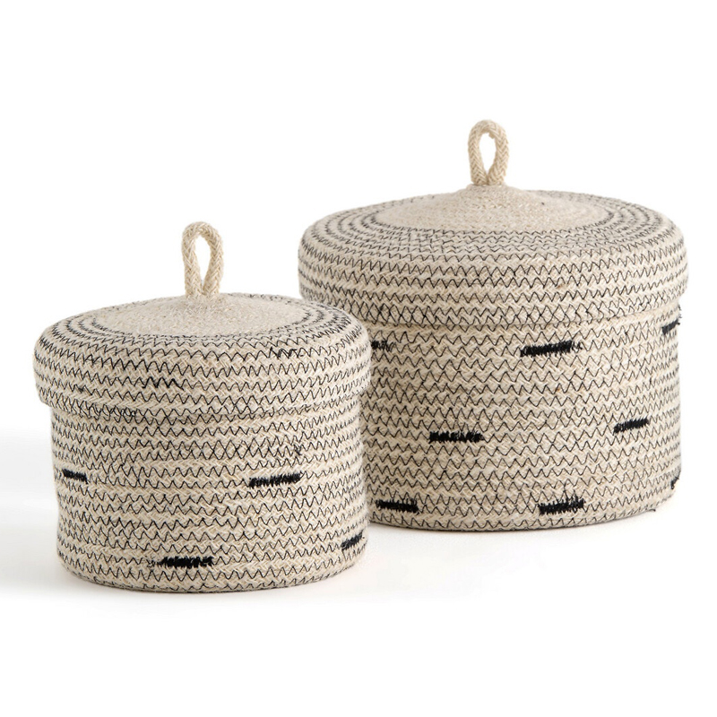 Комплект корзин из джута Wicker Baskets Черный Бежевый Комплект корзин из джута Wicker Baskets Черный Бежевый в Твери | Loft Concept