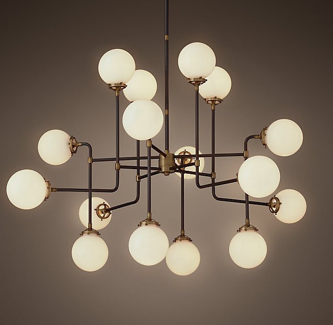 Люстра Bistro Globe Clear Glass Chandelier 16 Milk Черный Люстра Bistro Globe Clear Glass Chandelier 16 Milk Черный в Твери | Loft Concept