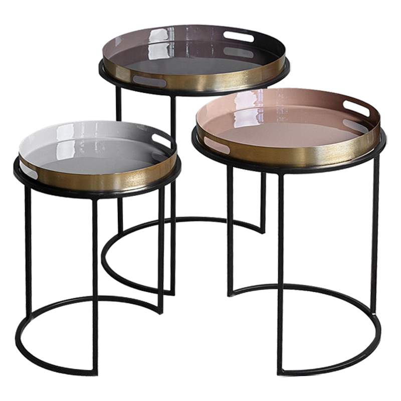 Комплект приставных столиков Bailey Side Tables Латунь Черный Белый Дымчатая Роза Коричневый Комплект приставных столиков Bailey Side Tables Латунь Черный Белый Дымчатая Роза Коричневый в Твери | Loft Concept