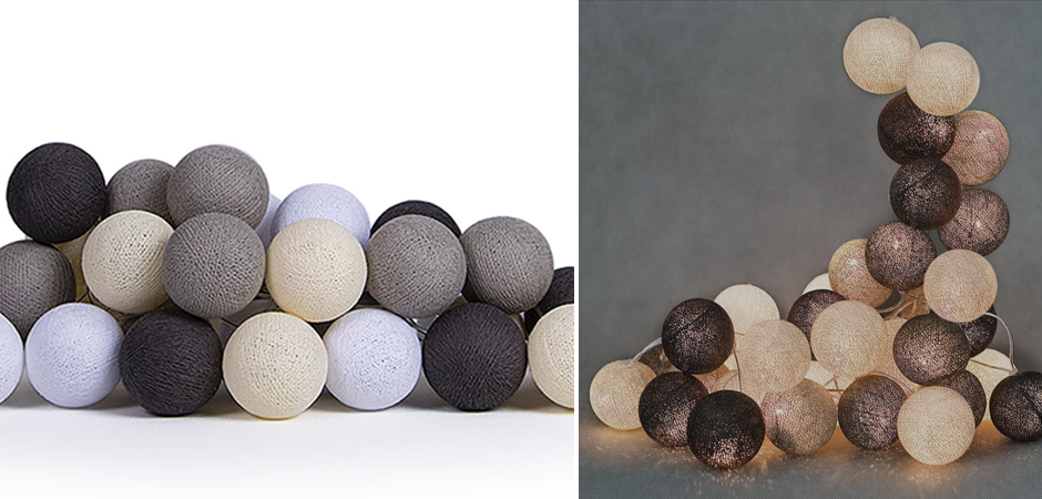 Гирлянда хлопковые фонарики Сotton Ball Taupe - Loft-Concept в Твери