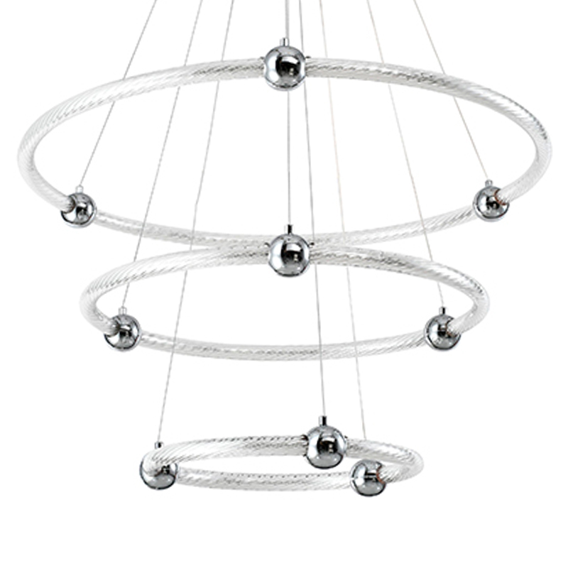 Люстра подвесная трехъярусная c плафонами в виде колец Lighting Rings Silver Серебряный Белый Люстра подвесная трехъярусная c плафонами в виде колец Lighting Rings Silver Серебряный Белый в Твери | Loft Concept