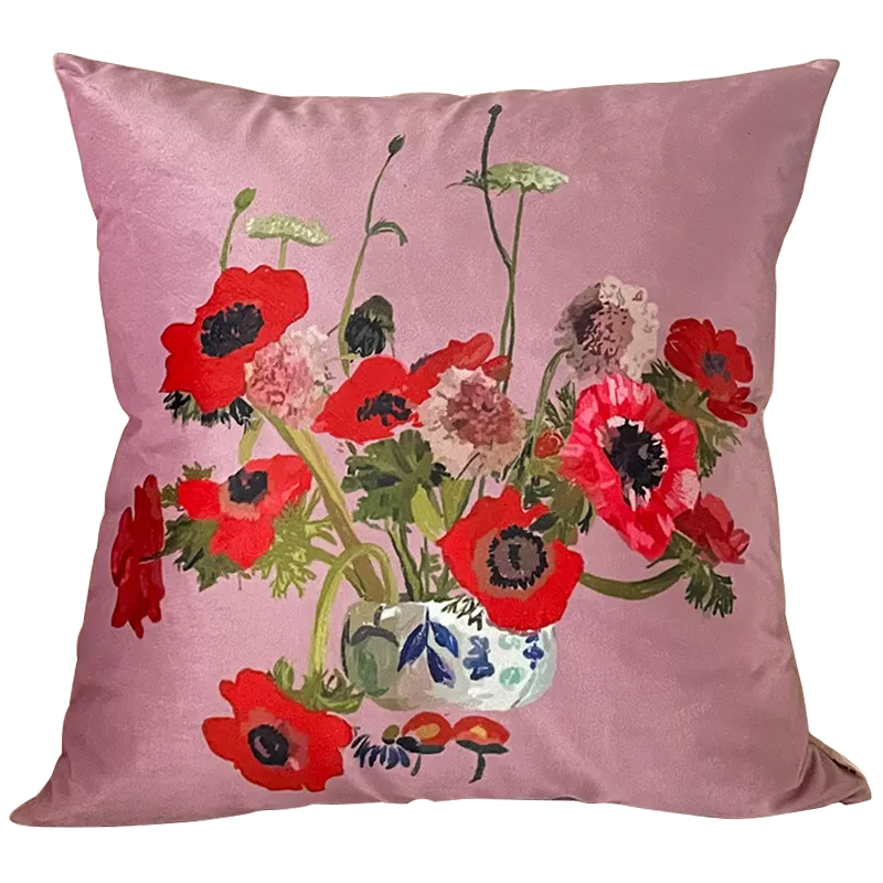 Декоративная подушка Red Poppy Flowers Pillow Розовый Красный Мульти Декоративная подушка Red Poppy Flowers Pillow Розовый Красный Мульти в Твери | Loft Concept