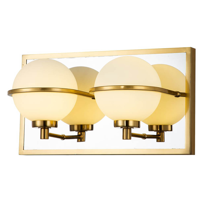 Бра Two Balls Reflection Wall Lamp Латунь Белый Бра Two Balls Reflection Wall Lamp Латунь Белый в Твери | Loft Concept