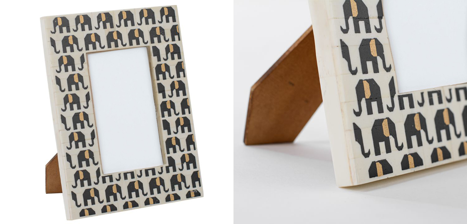 Фоторамка кость Indian Elephants Bone Inlay photo frame - фото