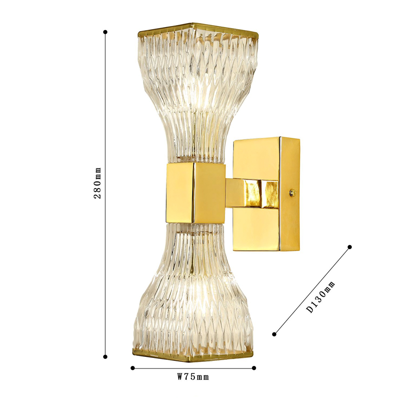 Бра с двумя плафонами из рельефного стекла GLASS HORN Gold Бра с двумя плафонами из рельефного стекла GLASS HORN Gold в Твери
