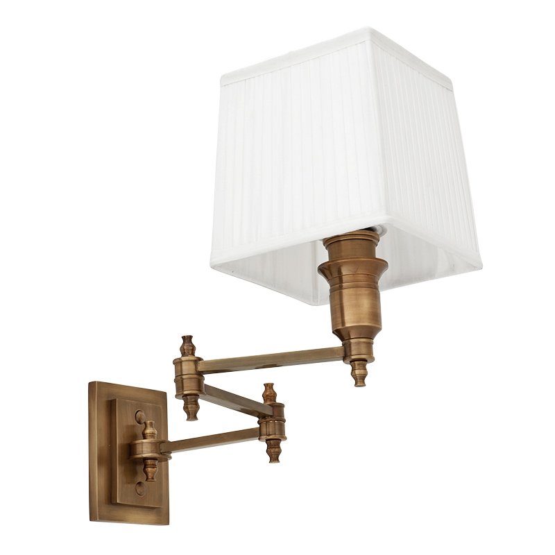 Бра Wall Lamp Lexington Swing Brass+White Латунь Античная полированная Белый Бра Wall Lamp Lexington Swing Brass+White Латунь Античная полированная Белый в Твери | Loft Concept