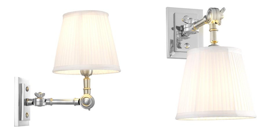 Бра Wall Lamp Wentworth Single Nickel+White Бра Wall Lamp Wentworth Single Nickel+White - Loft-Concept в Твери