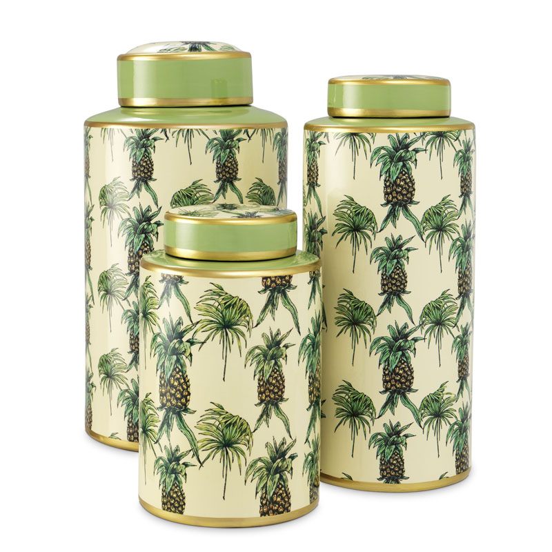 Комплект Ваз Eichholtz JAR PINEAPPLE SET OF 3 Бежевый Золотой Зеленый Комплект Ваз Eichholtz JAR PINEAPPLE SET OF 3 Бежевый Золотой Зеленый в Твери | Loft Concept