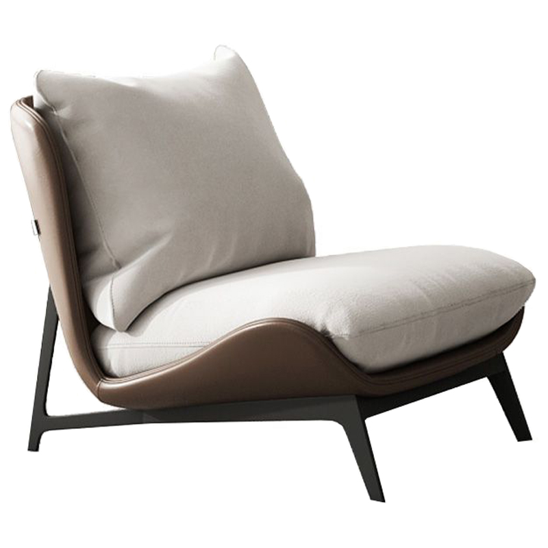 Кресло Maxwell White Textile Leather Armchair Белый Коричневый Черный Кресло Maxwell White Textile Leather Armchair Белый Коричневый Черный в Твери | Loft Concept