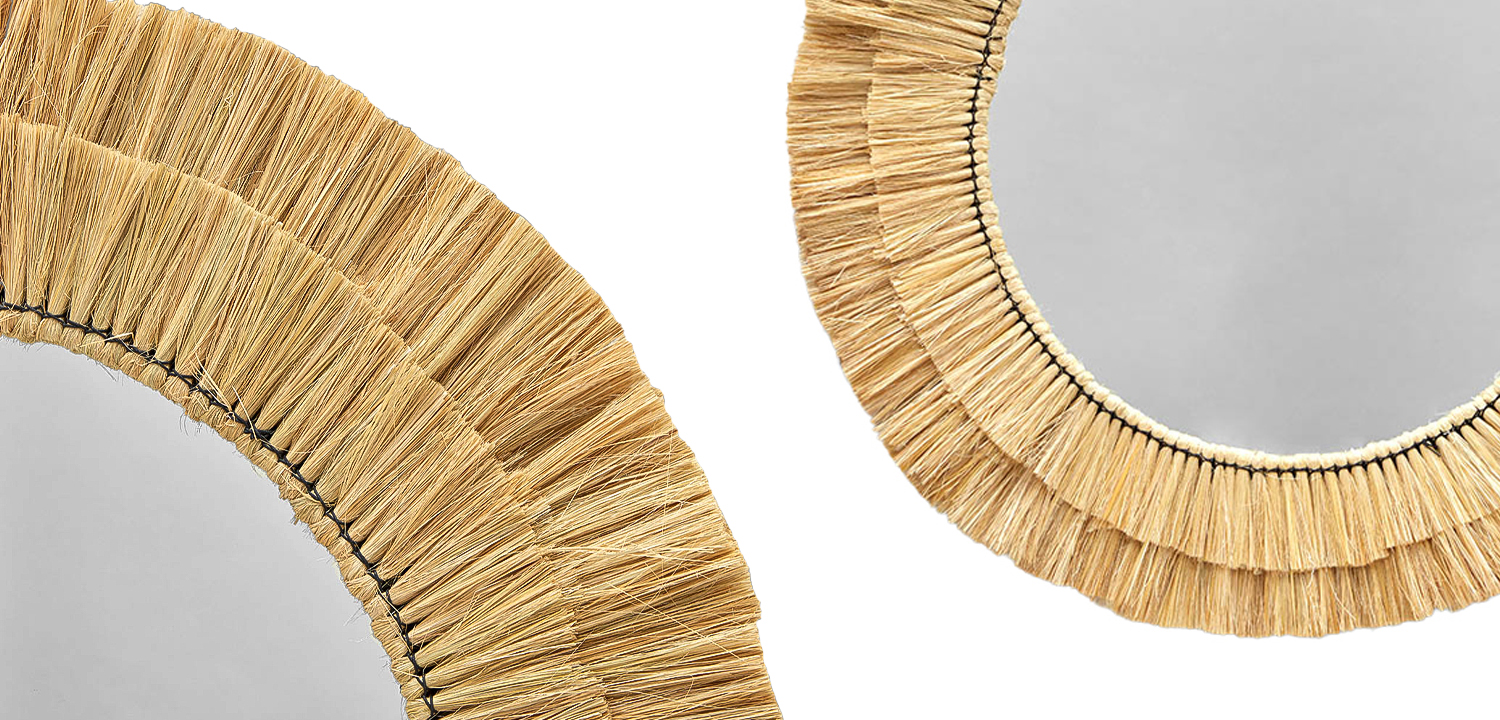 Круглое зеркало с плетеной рамой Jyoti Wicker Mirror - фото