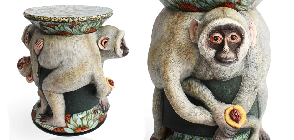 Табурет Обезьяна с фруктом ручная работа Monkey Side Table Табурет Обезьяна с фруктом ручная работа Monkey Side Table - Loft-Concept в Твери