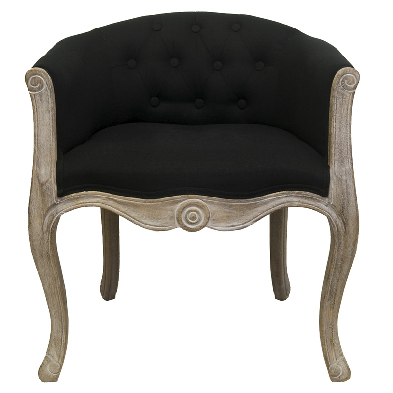Кресло низкое в стиле прованс Louis French Armchair black flax Черный Бежево-серый Кресло низкое в стиле прованс Louis French Armchair black flax Черный Бежево-серый в Твери | Loft Concept