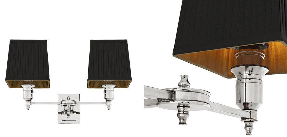 Бра Wall Lamp Lexington Double Nickel+Black Бра Wall Lamp Lexington Double Nickel+Black - Loft-Concept в Твери