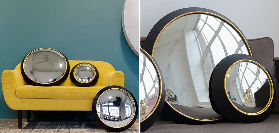 Зеркало Black Circle Fish-eye Mirror Зеркало Black Circle Fish-eye Mirror - Loft-Concept в Твери