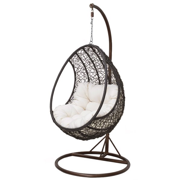 Кресло Swing chair outdoor Coffee Egg Коричневый Черный матовый Кресло Swing chair outdoor Coffee Egg Коричневый Черный матовый в Твери | Loft Concept