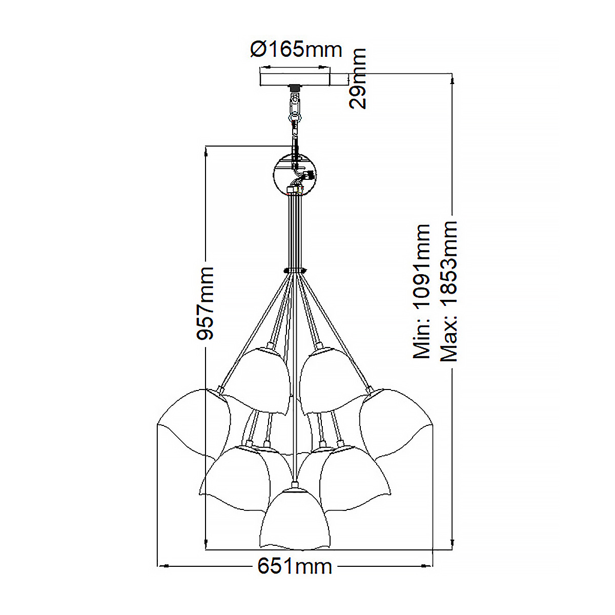 Люстра с 15-ю белыми  плафонами с золотой внутренней поверхностью Hinkley в Твери