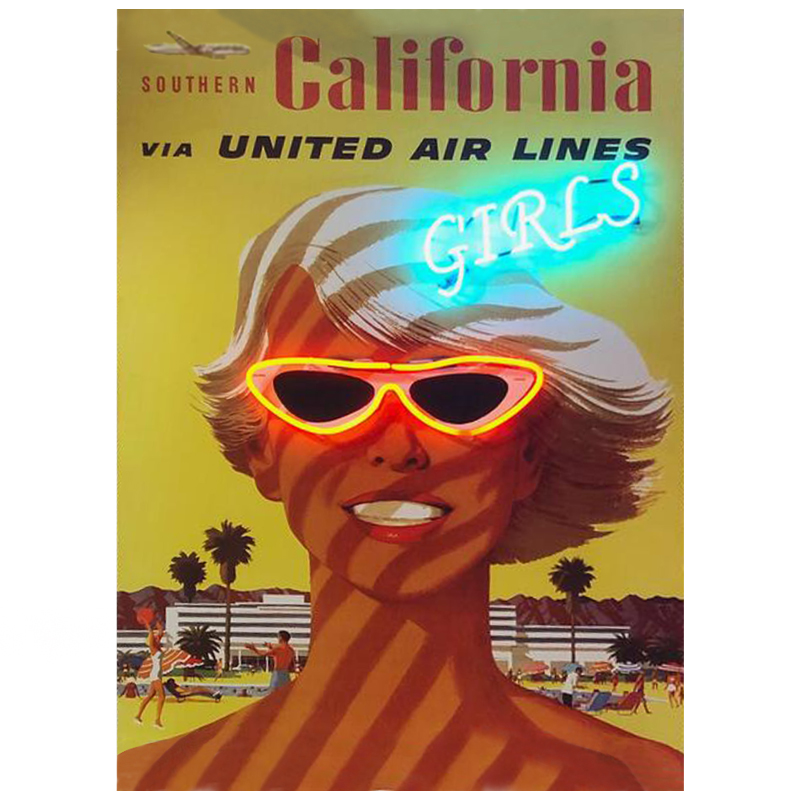 Неоновый Ретро Постер California Girls Мульти Неоновый Ретро Постер California Girls Мульти в Твери | Loft Concept