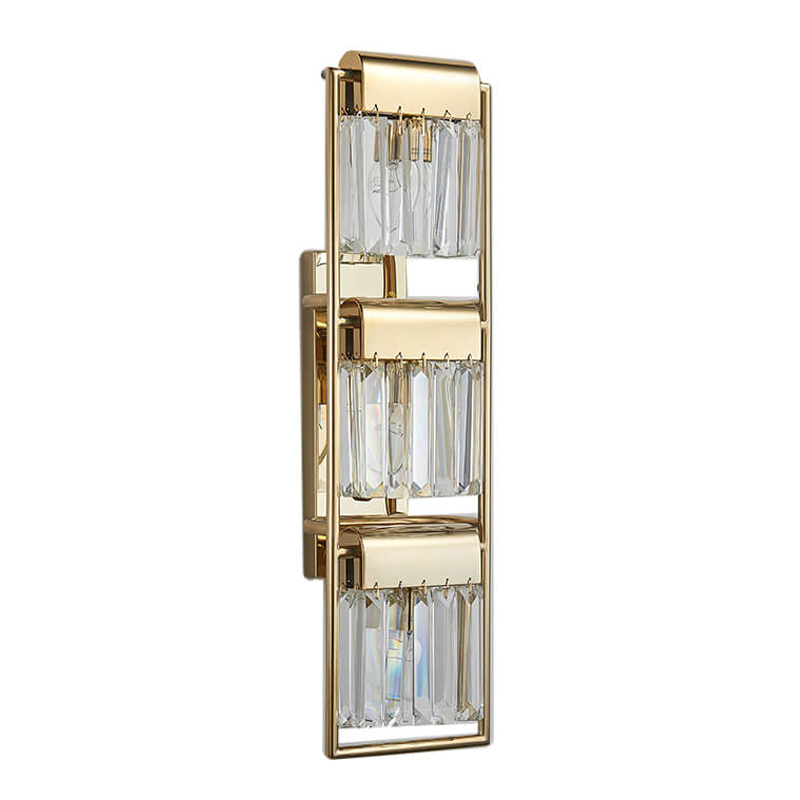 Бра Crystal Pendants gold 3 Глянцевое золото Прозрачное Стекло Бра Crystal Pendants gold 3 Глянцевое золото Прозрачное Стекло в Твери | Loft Concept