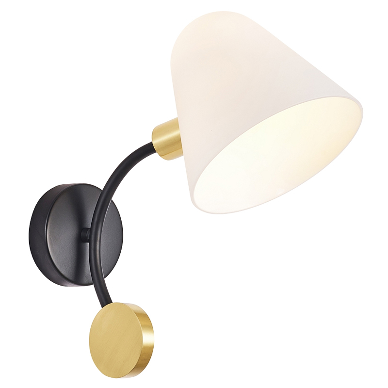 Бра с белым матовым плафоном Wind Bells Белый Золотой Черный Бра с белым матовым плафоном Wind Bells Белый Золотой Черный в Твери | Loft Concept