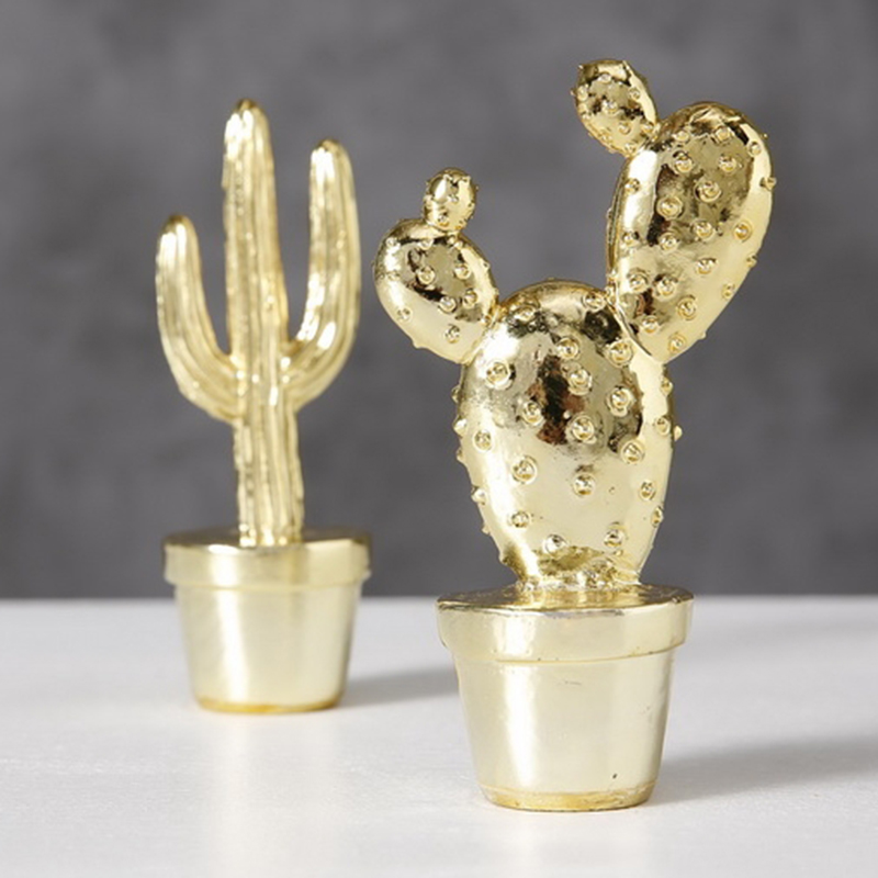 Набор статуэток Golden Cactus Figurine Золотой Набор статуэток Golden Cactus Figurine Золотой в Твери | Loft Concept