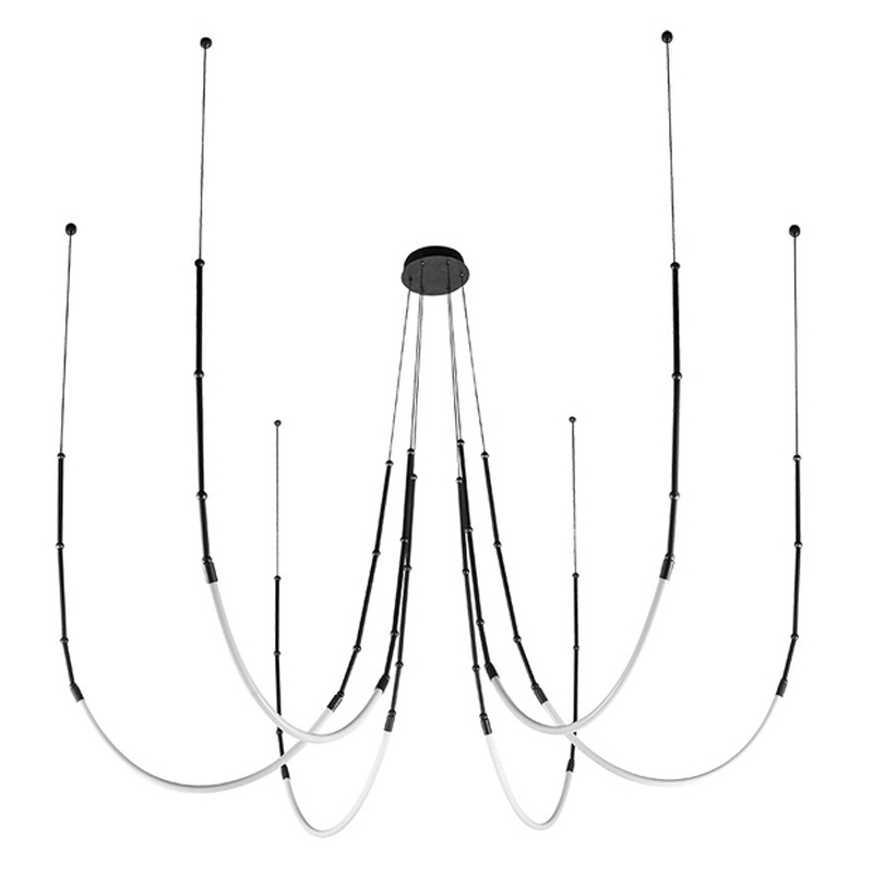 Люстра подвесная с изогнутыми черно-белыми линиями Luke Lampco Tracer Lamp Черный Белый Люстра подвесная с изогнутыми черно-белыми линиями Luke Lampco Tracer Lamp Черный Белый в Твери | Loft Concept