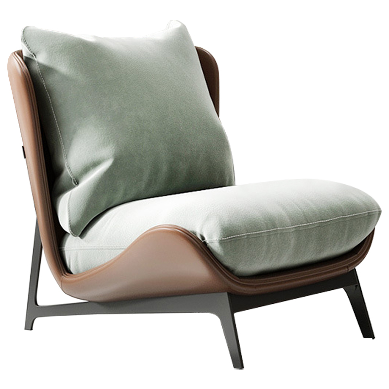 Кресло Maxwell Green Textile Leather Armchair Зеленый шалфей Коричневый Черный Кресло Maxwell Green Textile Leather Armchair Зеленый шалфей Коричневый Черный в Твери | Loft Concept