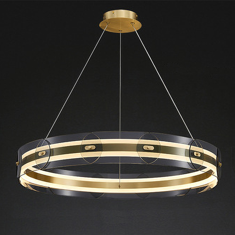Люстра Gold ring horizontal chandelier Прозрачный Латунь Люстра Gold ring horizontal chandelier Прозрачный Латунь в Твери | Loft Concept