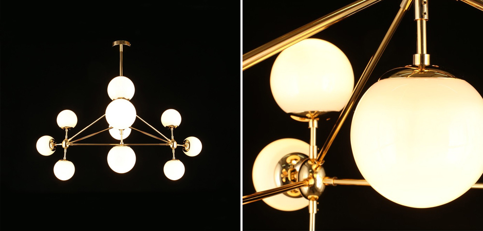 Люстра с белыми плафонами Molecule Gold - фото №1