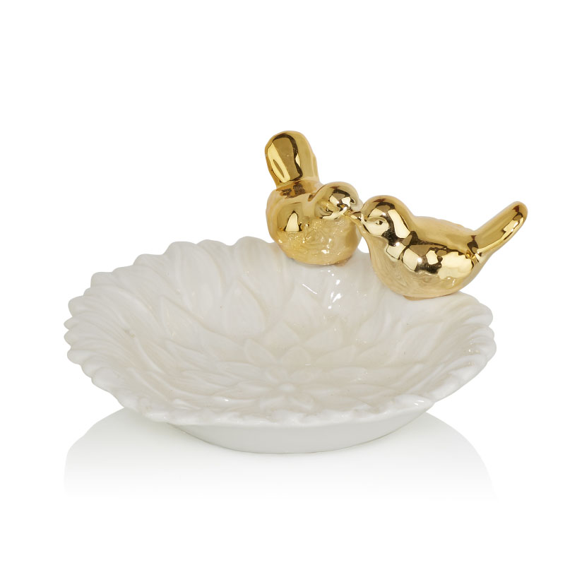 Блюдо Decorative Dish Birds Kiss Белый Глянцевое золото Блюдо Decorative Dish Birds Kiss Белый Глянцевое золото в Твери | Loft Concept