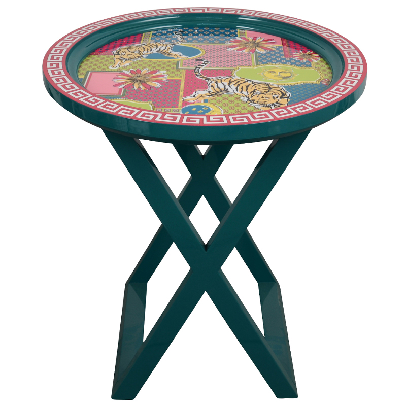 Приставной стол Tigers Painted Round Countertop Side Table Изумрудный Мульти Приставной стол Tigers Painted Round Countertop Side Table Изумрудный Мульти в Твери | Loft Concept