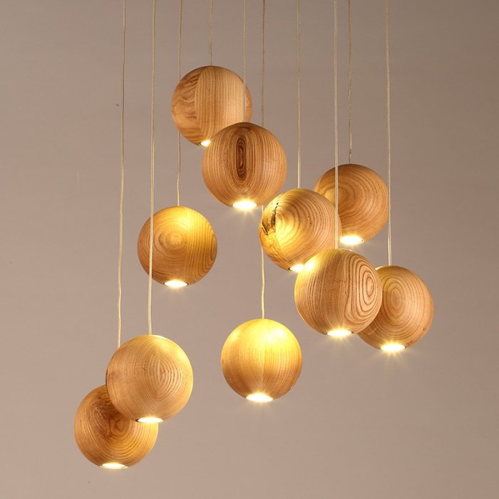 Подвесной светильник Lofter Wooden Sphere Белый дуб в Твери | Loft Concept 