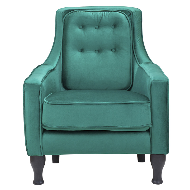 Кресло с мягкой обивкой из велюра на 4-х ножках из массива березы Scarlett Armchair green Изумрудный Черный Кресло с мягкой обивкой из велюра на 4-х ножках из массива березы Scarlett Armchair green Изумрудный Черный в Твери | Loft Concept