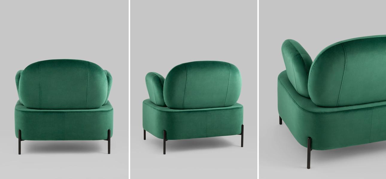 Кресло Color Block изумрудный велюр - фото №1