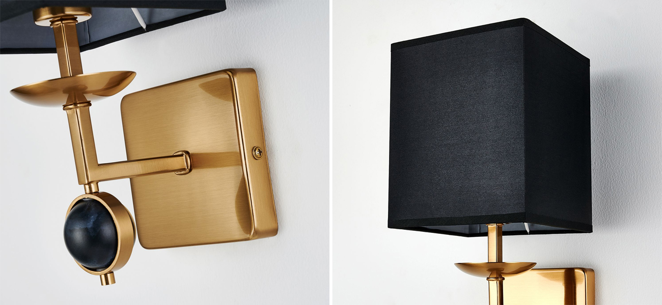 Бра с черным плафоном и декором под мрамор QUATRO - фото