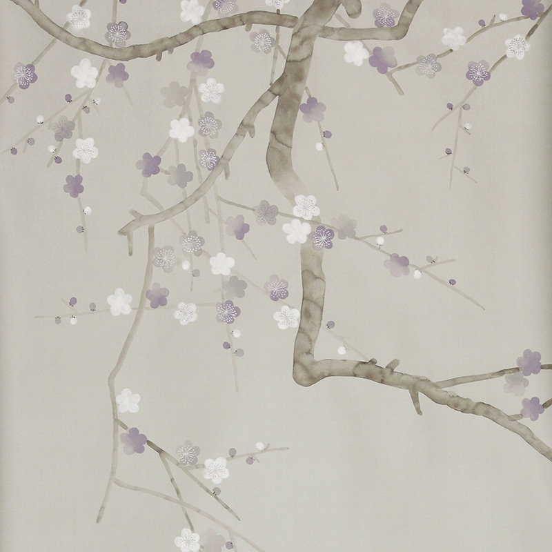 Обои ручная роспись Plum Blossom Special Colourway on Oyster Shell metallic silk Обои ручная роспись Plum Blossom Special Colourway on Oyster Shell metallic silk в Твери | Loft Concept