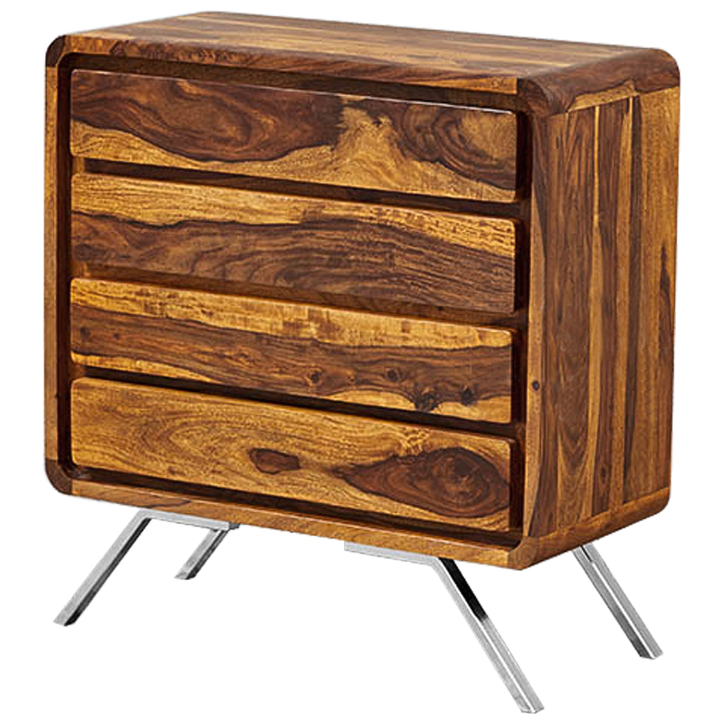 Комод деревянный на металлических ножках Liam Wood Commode Коричневый Хром Комод деревянный на металлических ножках Liam Wood Commode Коричневый Хром в Твери | Loft Concept
