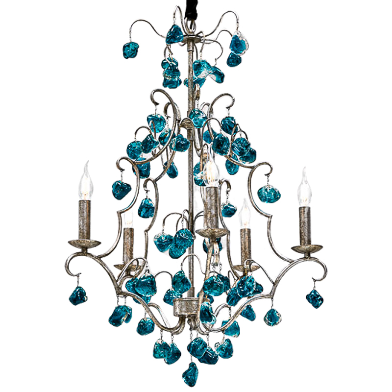 Люстра Crystal Blue Cupertino Chandelier 55 Морская синь Серебро винтаж Люстра Crystal Blue Cupertino Chandelier 55 Морская синь Серебро винтаж в Твери | Loft Concept