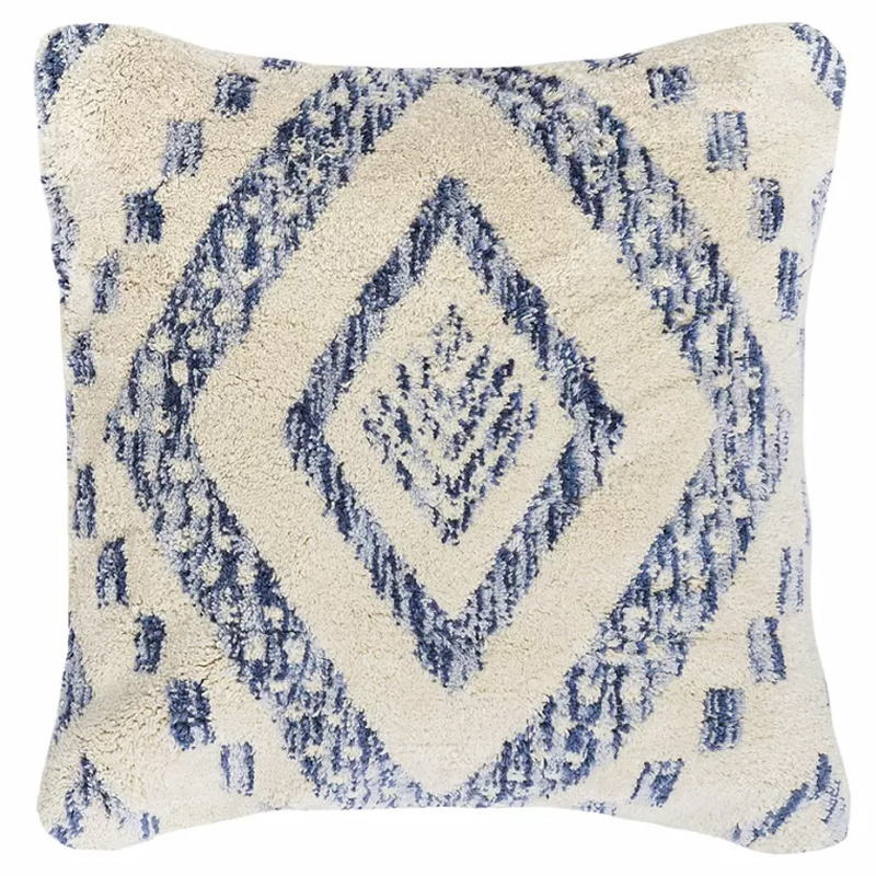 Чехол на подушку с узором в этно-стиле Blue Ikat Синий Бежевый Чехол на подушку с узором в этно-стиле Blue Ikat Синий Бежевый в Твери | Loft Concept