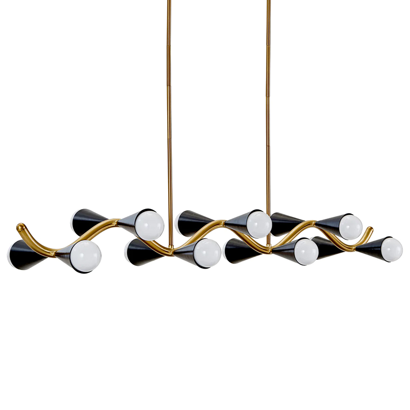 Линейная люстра Jonathan Adler CARACAS WAVE CHANDELIER Латунь Черный Линейная люстра Jonathan Adler CARACAS WAVE CHANDELIER Латунь Черный в Твери | Loft Concept