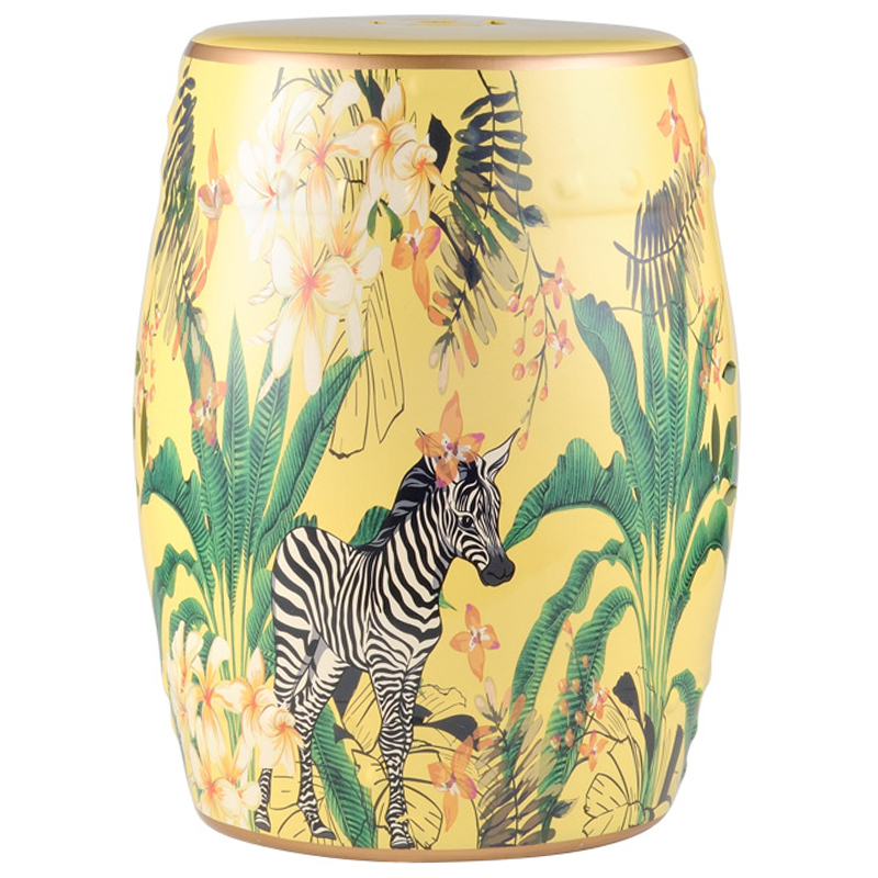 Керамический табурет Zebra Tropical Animal Ceramic Stool Yellow Желтый Черно-белый Зеленый Керамический табурет Zebra Tropical Animal Ceramic Stool Yellow Желтый Черно-белый Зеленый в Твери | Loft Concept
