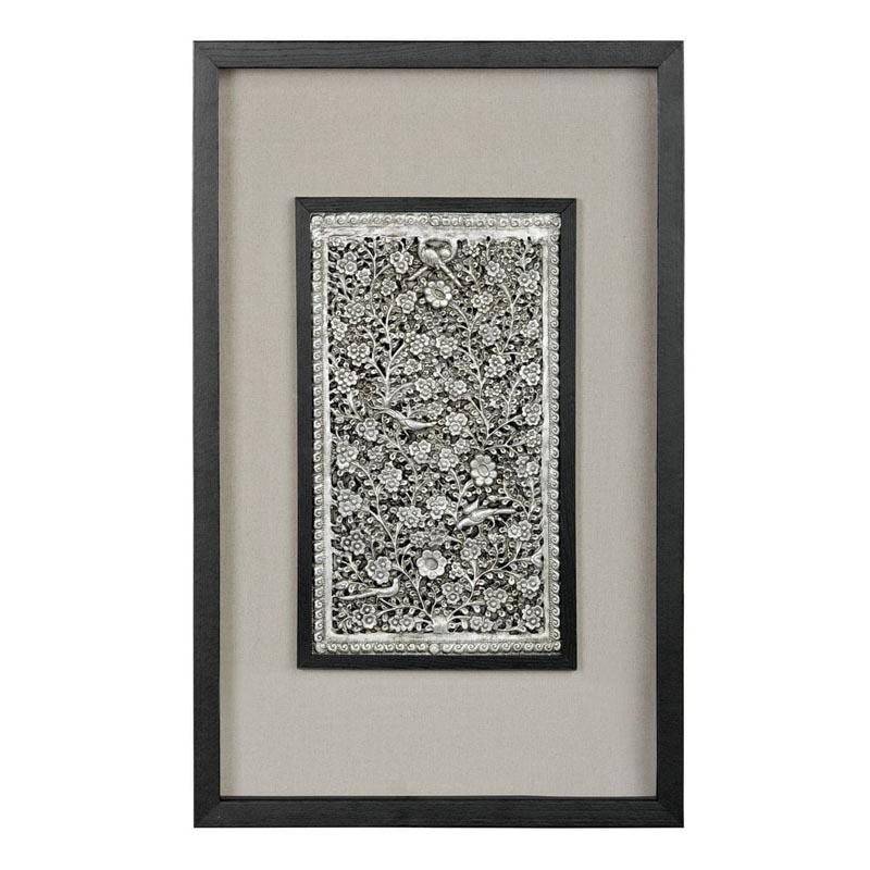 Панно Valene Silver Flowers 80 Черный Серебряный Коричневый Панно Valene Silver Flowers 80 Черный Серебряный Коричневый в Твери | Loft Concept